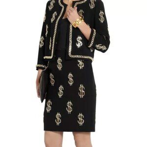 Moschino Couture Black Gold Metal Dollar Sign Skirt Italia IT40 USA 6 $2,195 NWT